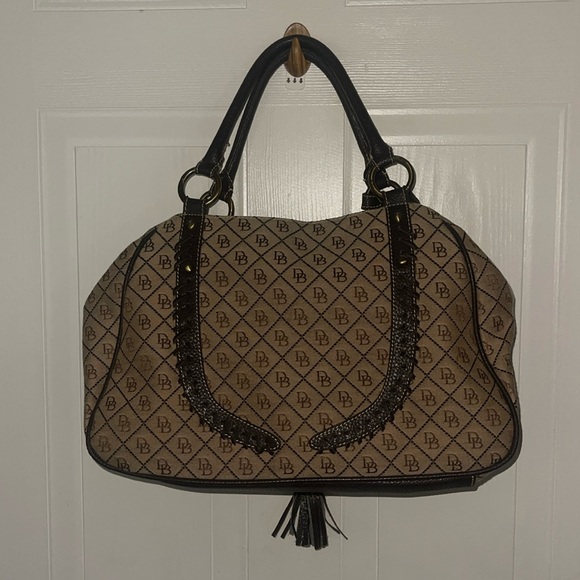 Y2K Dooney & Bourke Monogram Canvas Tassle Bag - Picture 2 of 6